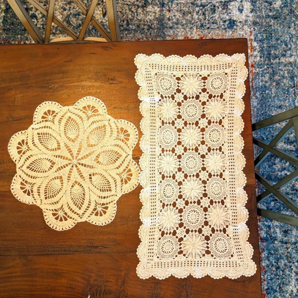 2 Vintage Hand Crafted Crochet Doilies